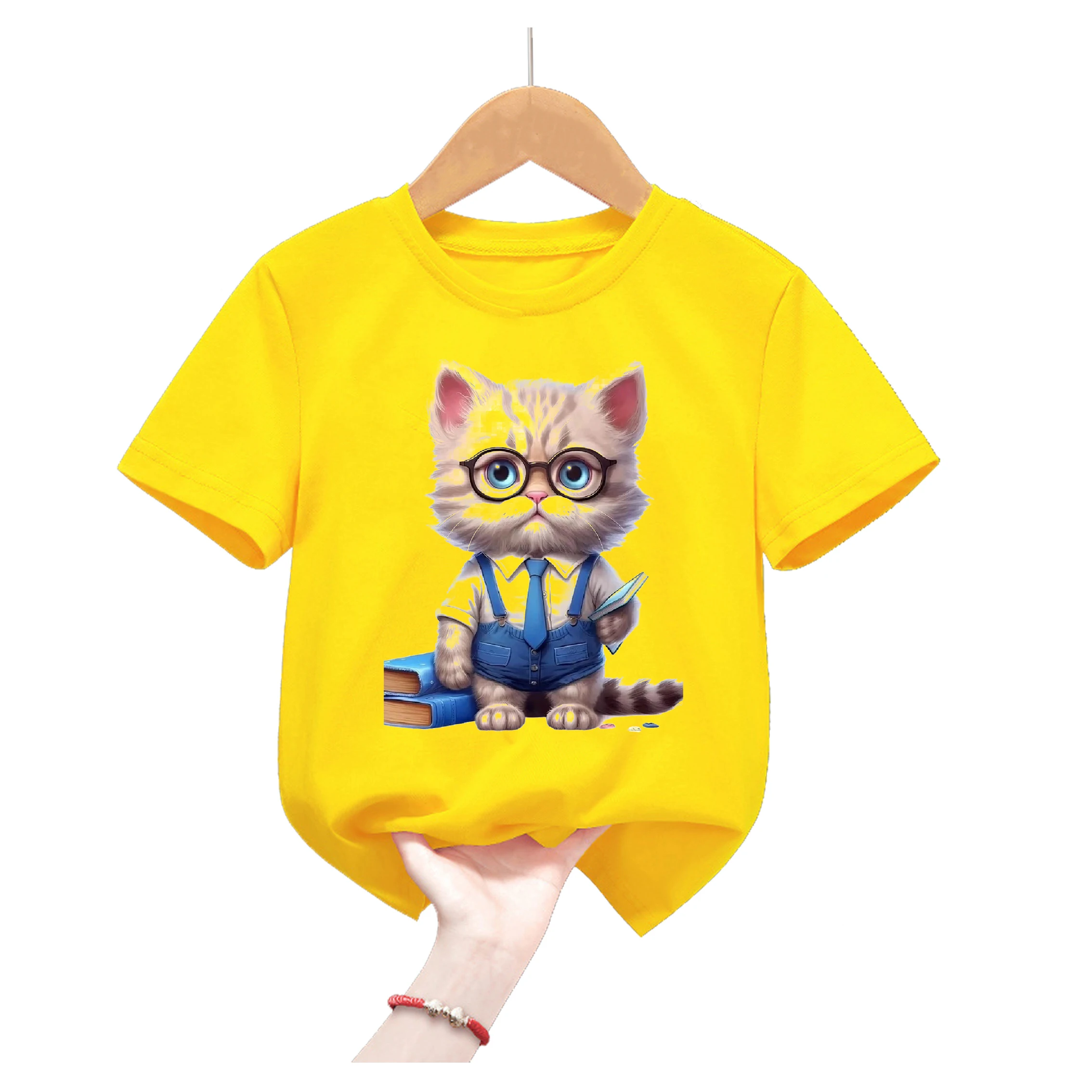 Camiseta infantil verano con estampado de gato - Manga corta - imagen 4