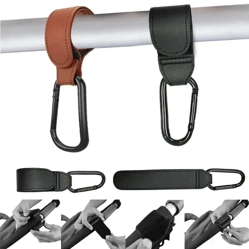 Gancho para cochecito de cuero PU – Organizador ajustable - imagen 4
