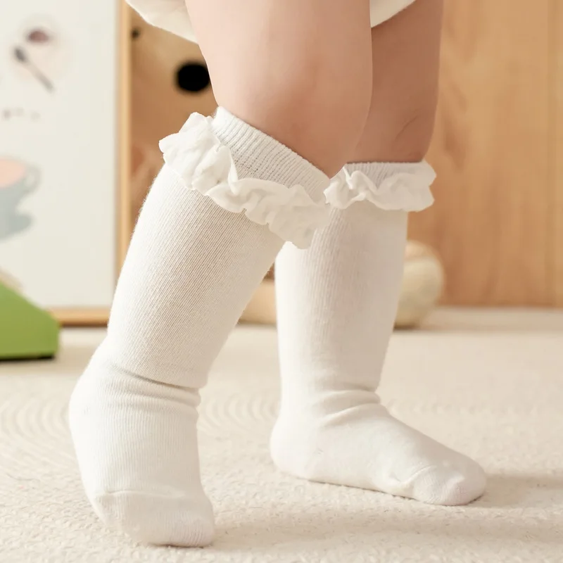 Calcetines de algodón con encaje floral para bebé - imagen 2