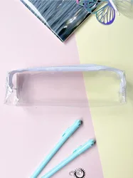 Estuche escolar transparente con cremallera para lápices y bolígrafos