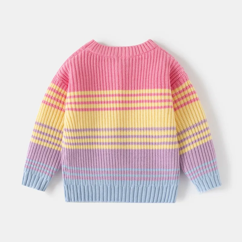 Jersey de invierno cálido para niña con rayas multicolor - imagen 5