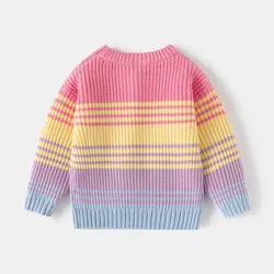 Jersey de invierno cálido para niña con rayas multicolor