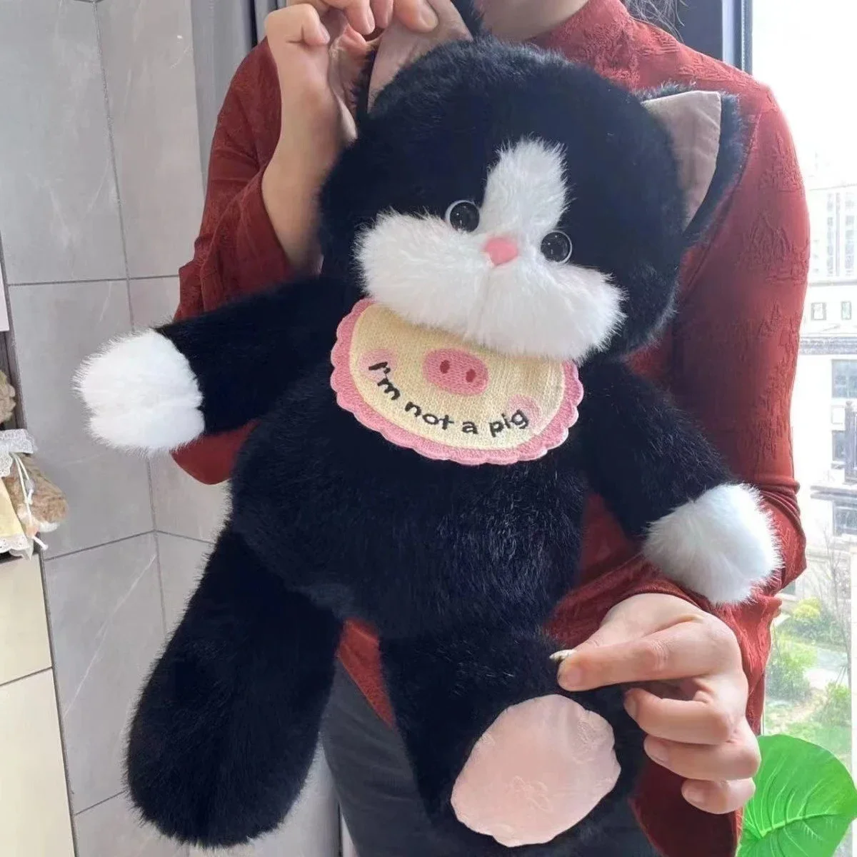 Peluche de gatito suave tipo visón para niños, almohada tierna