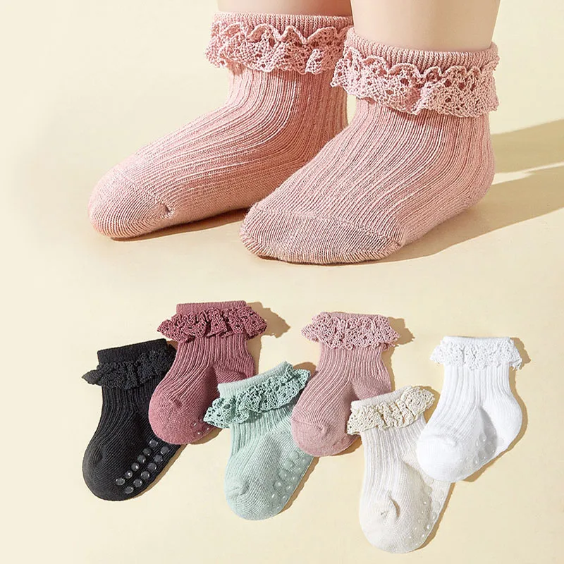 Milancel calcetines bebé de otoño en tubo con encaje suave para niña - imagen 3