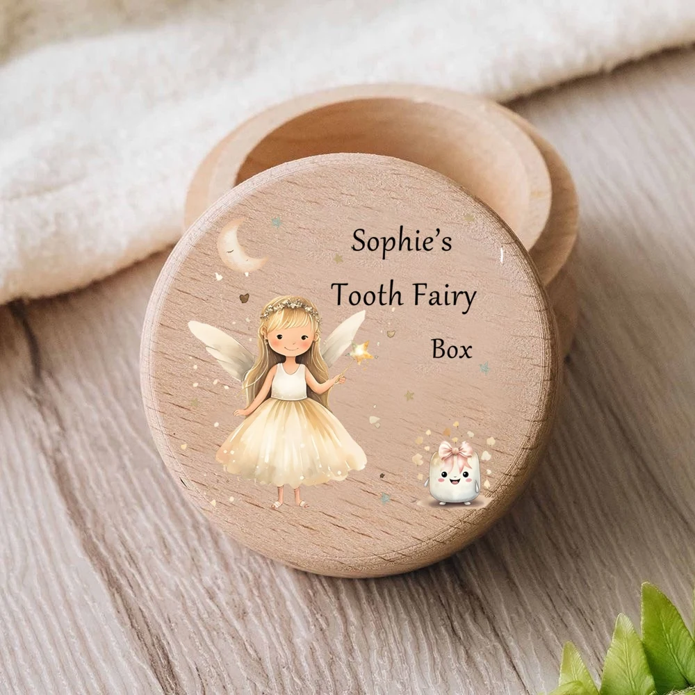 Caja recuerdo diente perdido personalizada de madera para bautizo - imagen 4