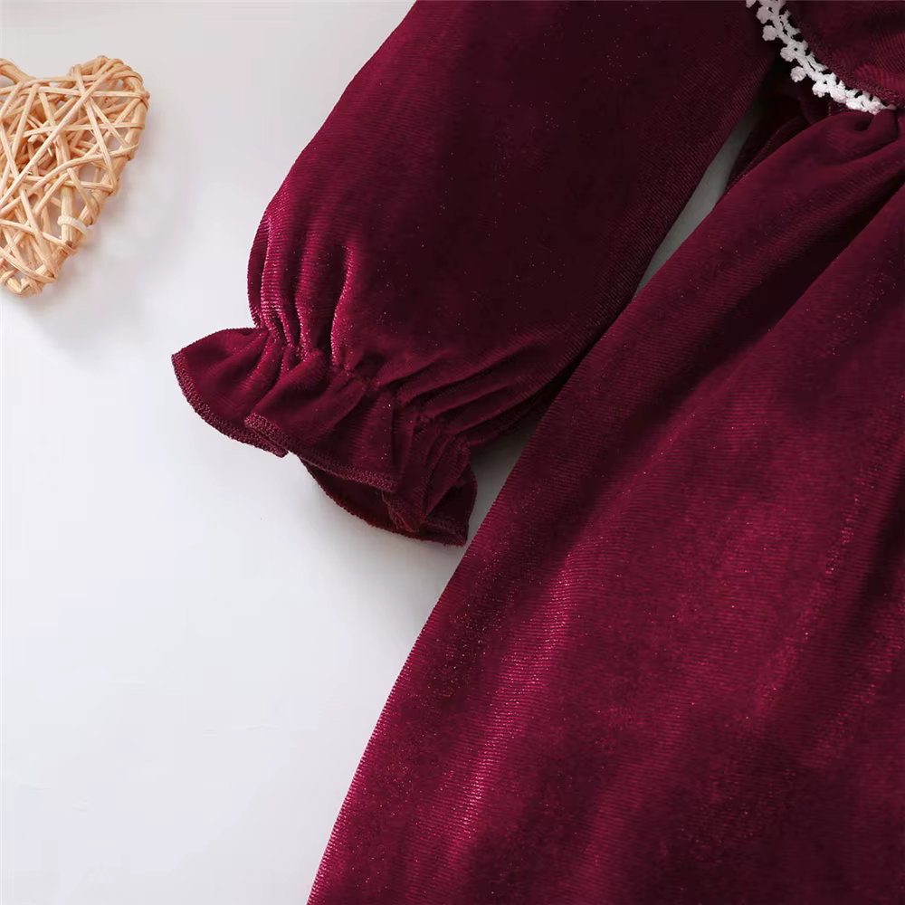Vestido de fiesta Navidad niña – Manga larga con volantes satinados - imagen 3