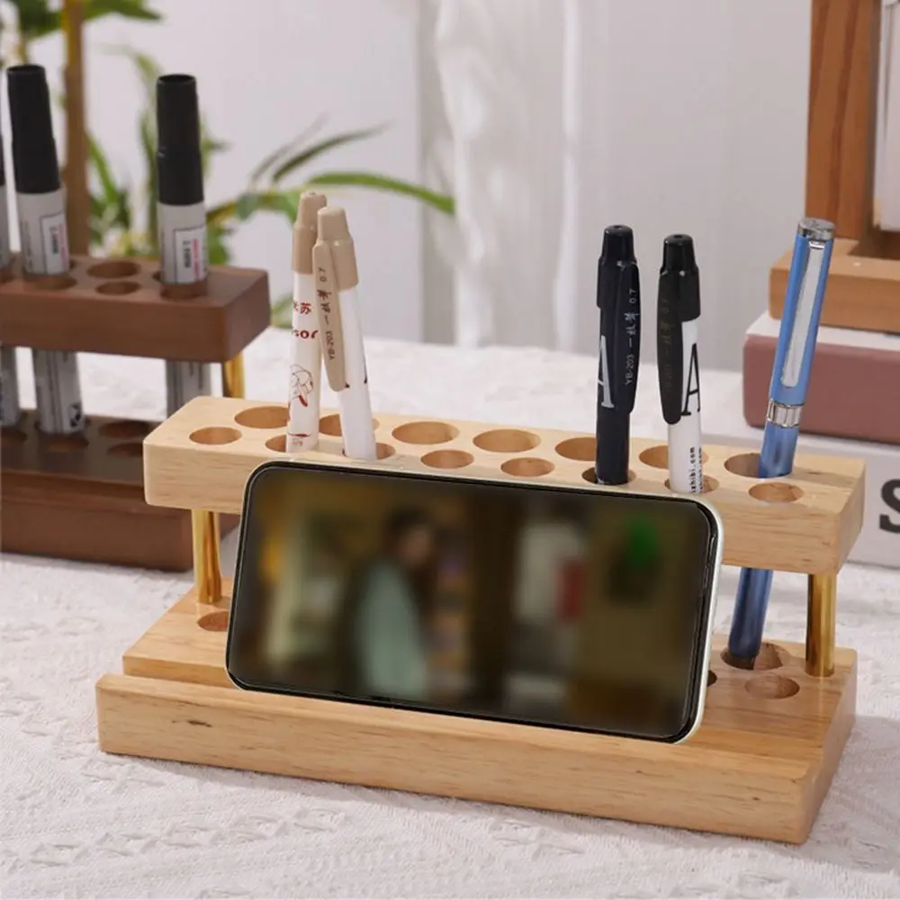 Portabolígrafos de nogal con ranuras para mesa y útiles - imagen 4