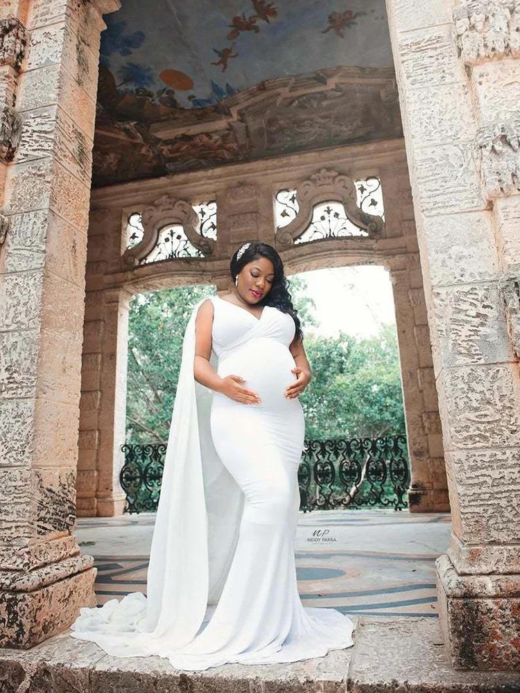 Vestido de embarazo para sesión de maternidad con hombros descubiertos - imagen 5