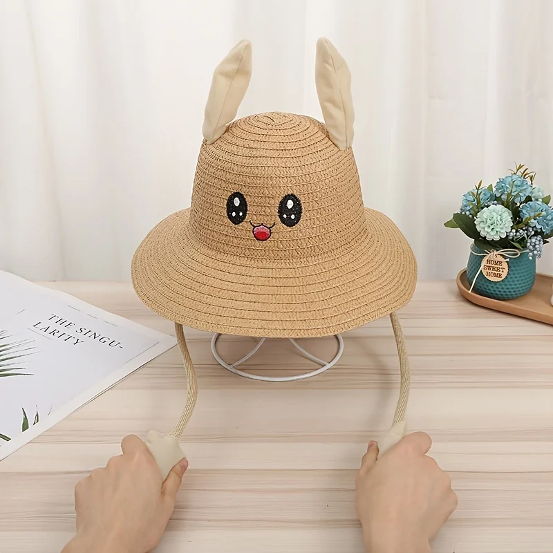 Sombrero infantil de conejo con orejas móviles y ala ancha - imagen 4