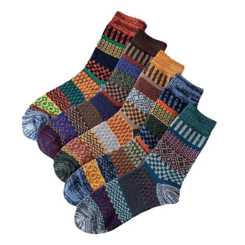 Calcetines gruesos de lana y algodón para niños – Estilo retro casual