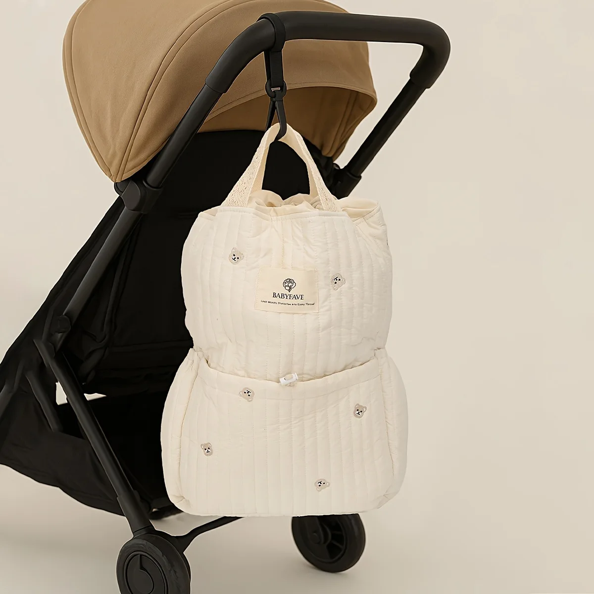 Bolsa de pañales portátil mochila maternidad con oso y gran capacidad - imagen 3