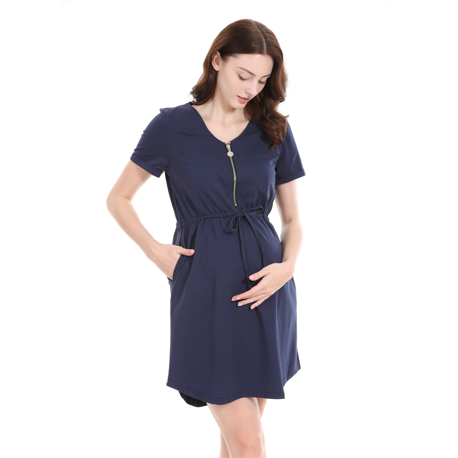 Vestido de lactancia manga corta para embarazadas verano talla grande - imagen 3