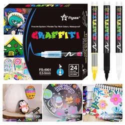 Rotuladores acrílicos con punta de pincel - 12 colores para niños