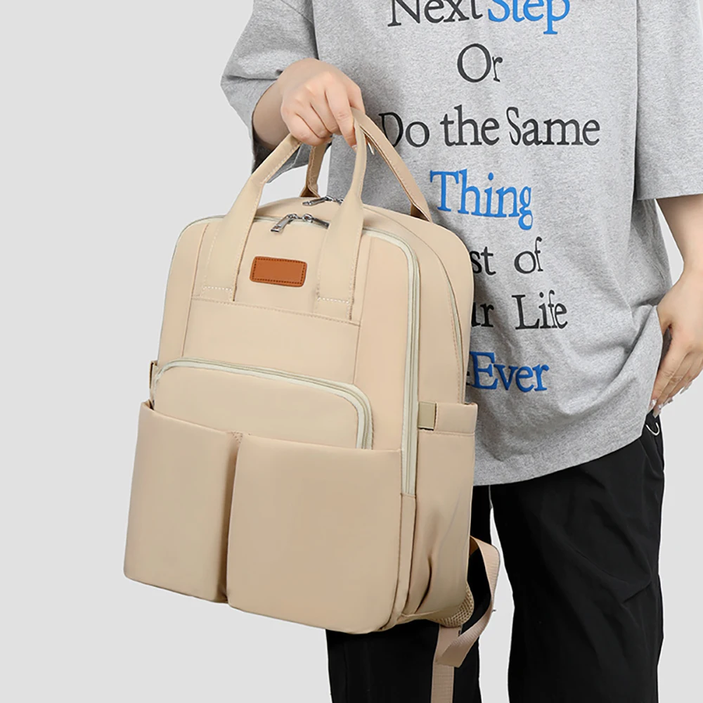 Bolsa de pañales estilo mochila minimalista con multibolsillos - imagen 4