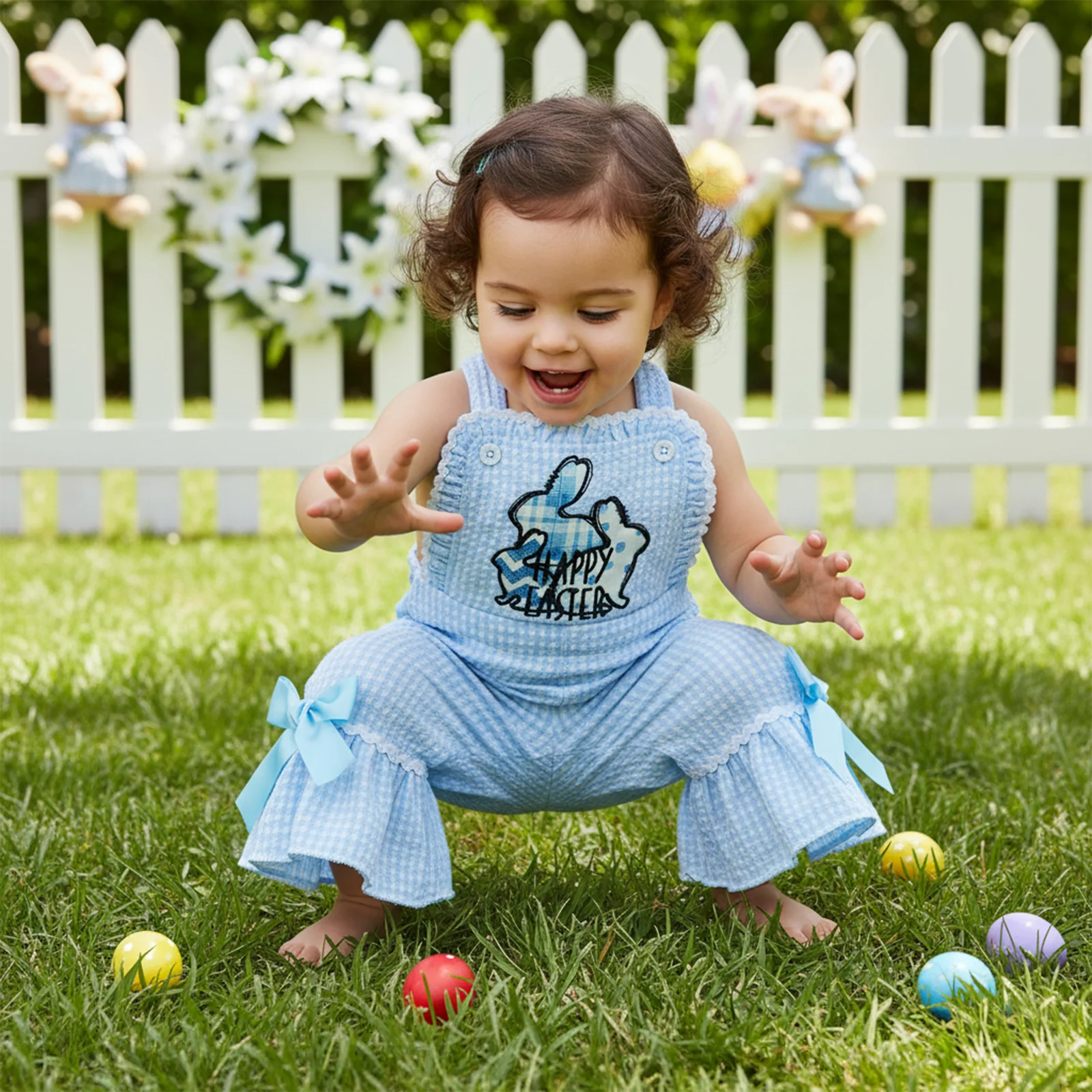 Mono de Pascua sin mangas para niña con estampado de conejito - imagen 5