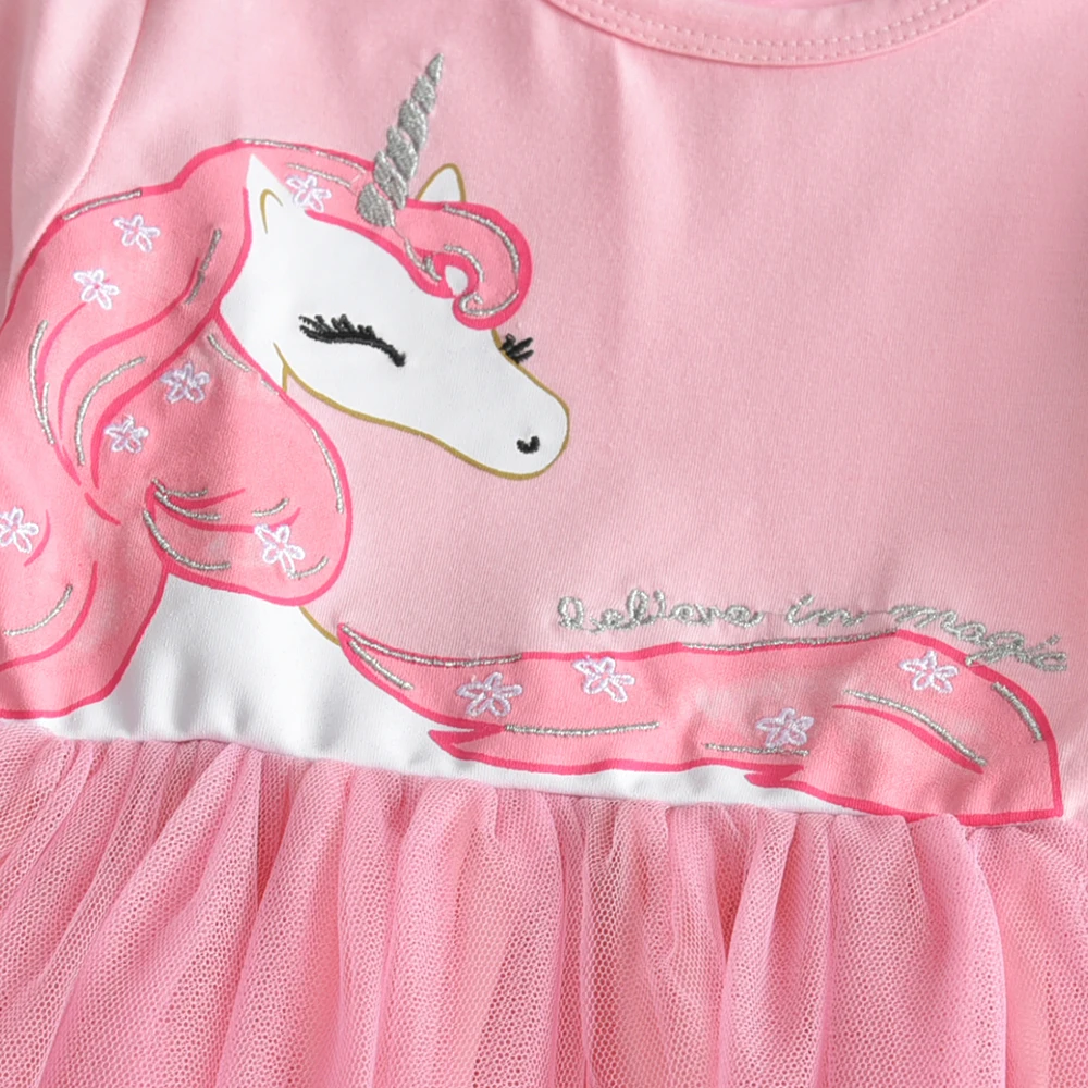 DXTON vestido unicornio rosa de tul para niña, fiesta princesa - imagen 4