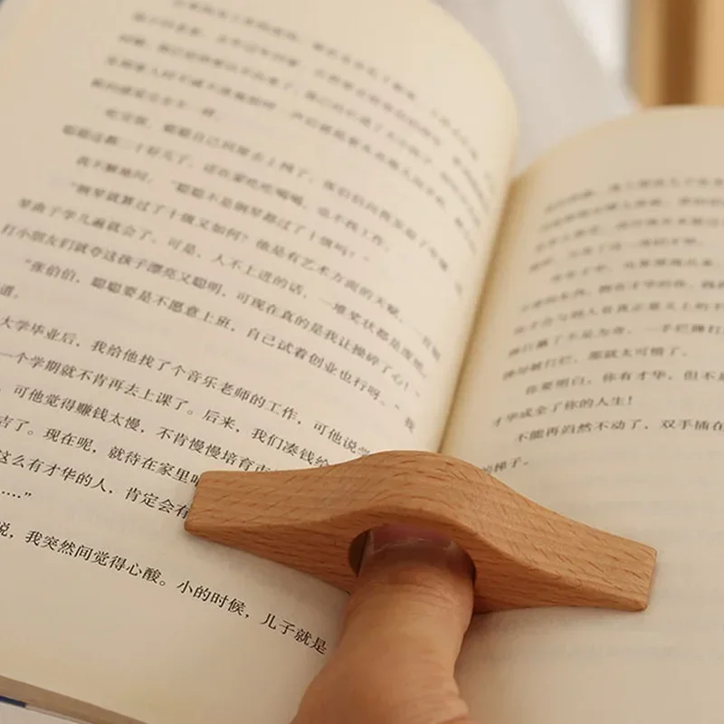 Marcapáginas de pulgar de madera para leer con una mano - imagen 3