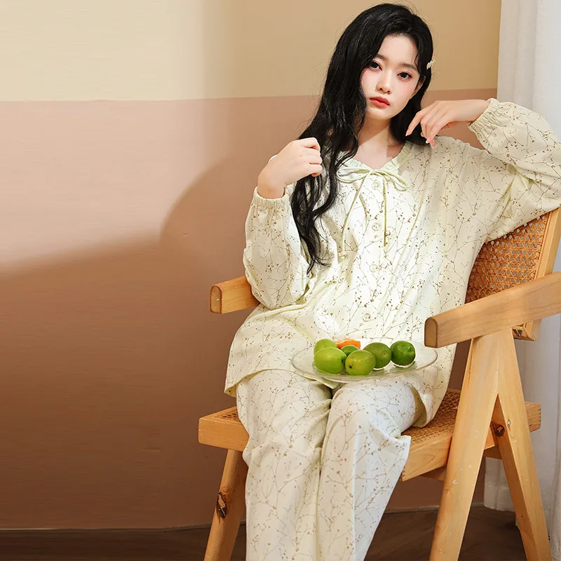 Pijama de lactancia para maternidad con manga larga, otoño e invierno - imagen 5