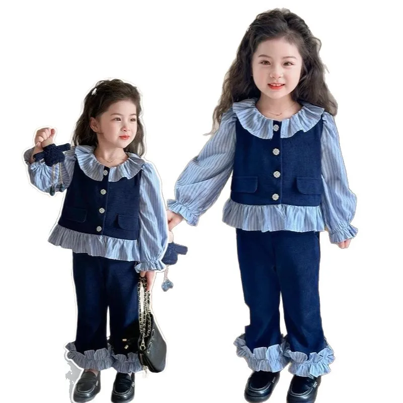 Conjunto otoño niña con camisa de retales y pantalón acampanado - imagen 2