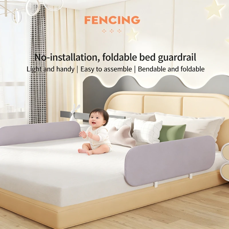 Protector de riel para cama bebé ajustable con valla seguridad plegable - imagen 4