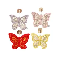 Toalla de mano de terciopelo coral colgante con mariposas