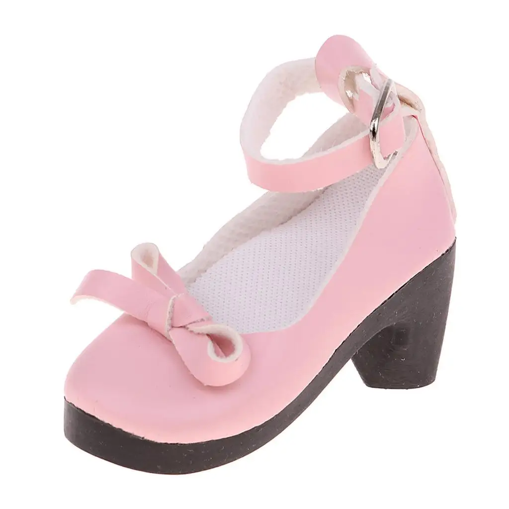 Zapatos de tacón Super Dollfie con correa al tobillo y lazo rosa - imagen 3