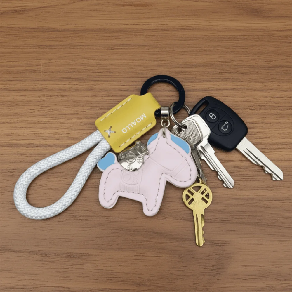 Llavero de cuero trenzado hecho a mano para llaves de coche - imagen 3