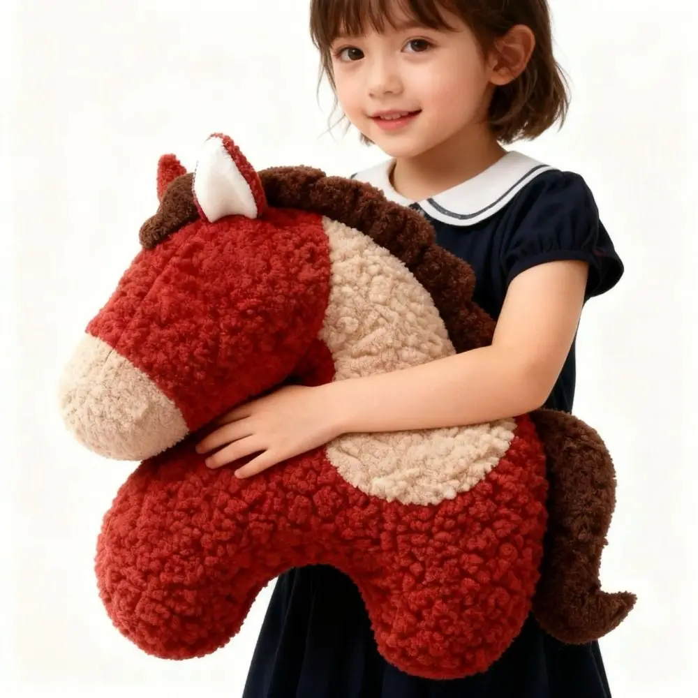 Almohada de peluche pony lavable a máquina roja con base antideslizante - imagen 3