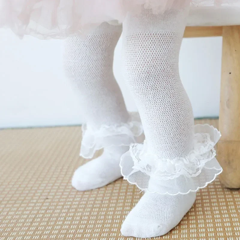 Pantimedias para bebé niña con lazo y flores – Primavera y otoño - imagen 2