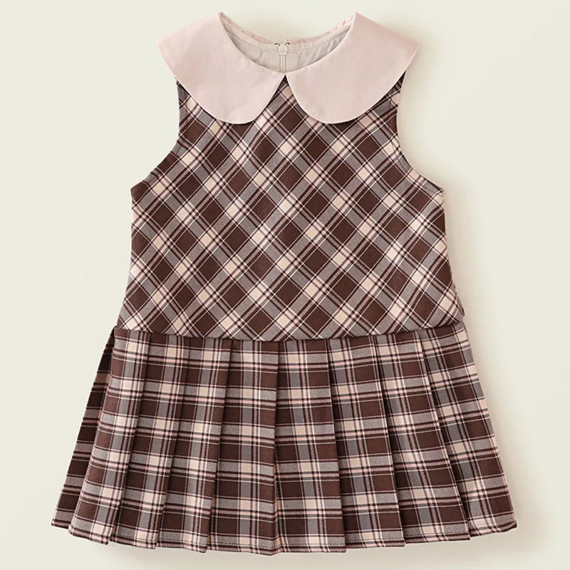 Vestido verano niña algodón sin mangas estampado cuadros