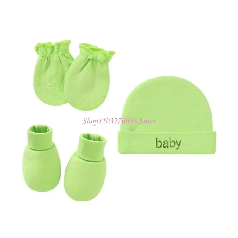 Conjunto recién nacido de algodón: gorro, guantes y patucos