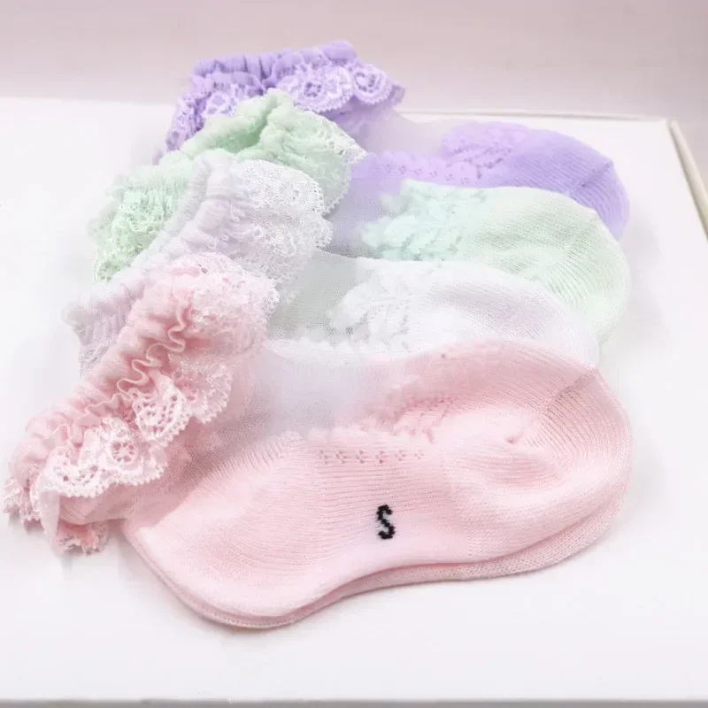 Calcetines con volantes para niña – Malla floral suave Recién Nacida - imagen 5