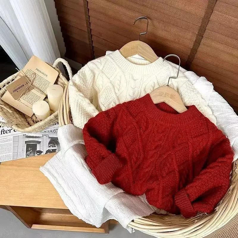 Jersey de punto niña cuello redondo cálido para invierno - imagen 4