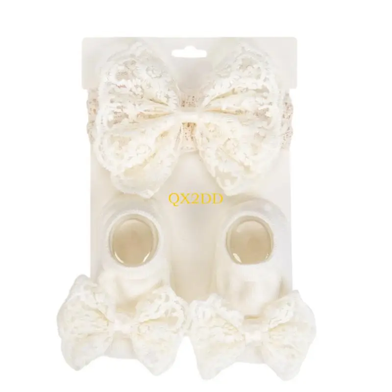 Calcetines antideslizantes con lazo y diadema ajustable para bebé - imagen 4