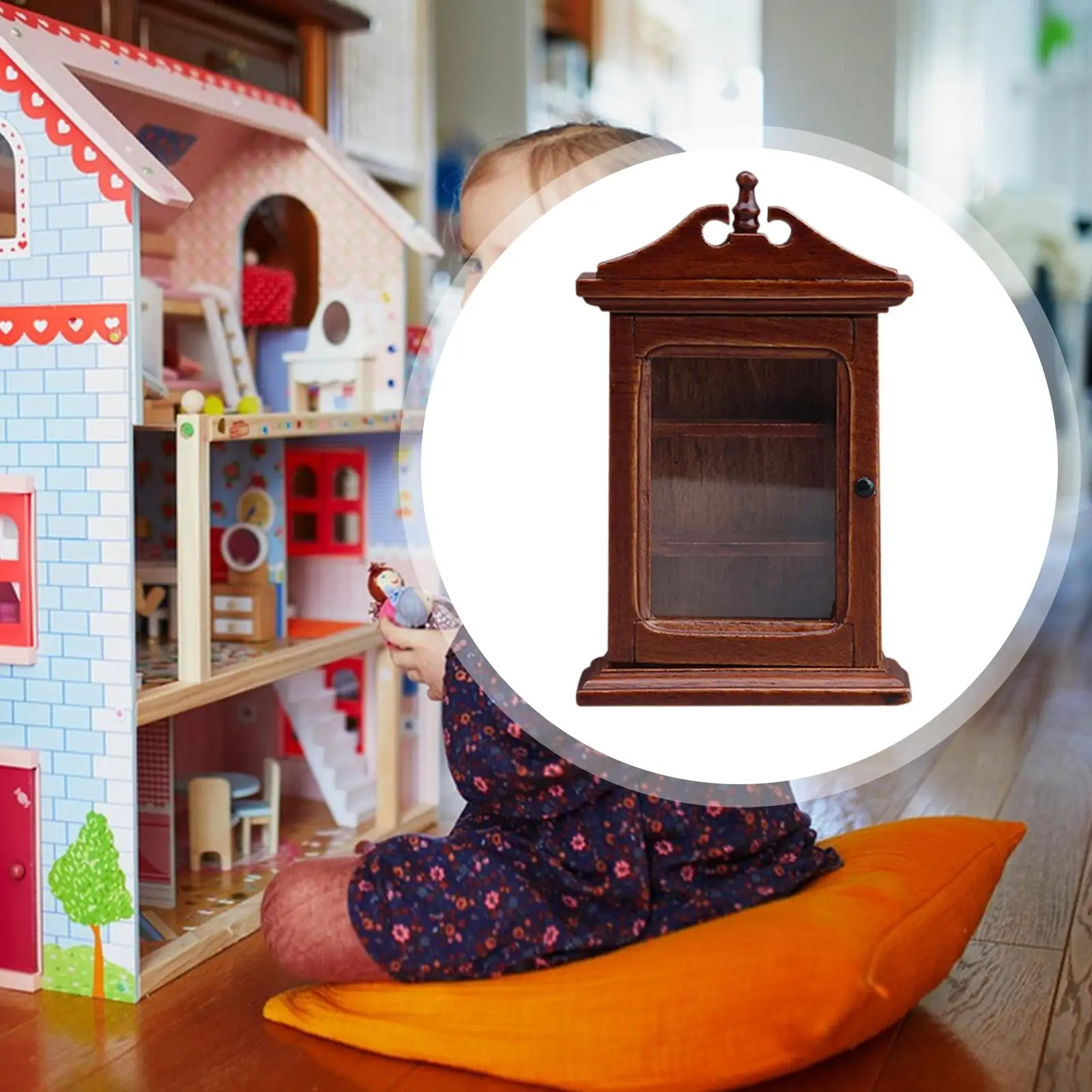 Gabinete de casa de muñecas a escala 1:12, muebles hechos a mano para decoración del baño del hogar