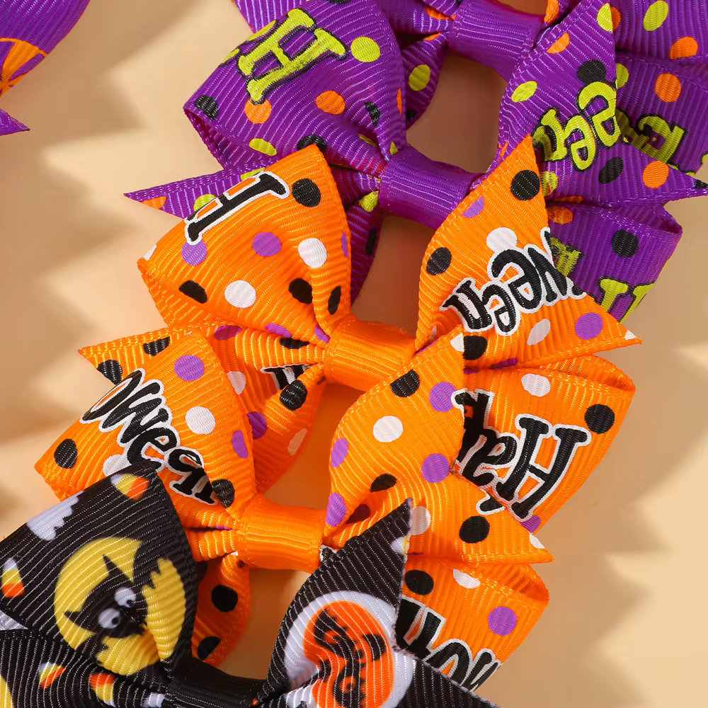 Pinzas para el pelo infantiles con lazo de calabaza Halloween - imagen 3