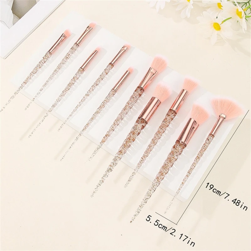 Brochas de maquillaje roscadas con mango espiral de cristal - imagen 5