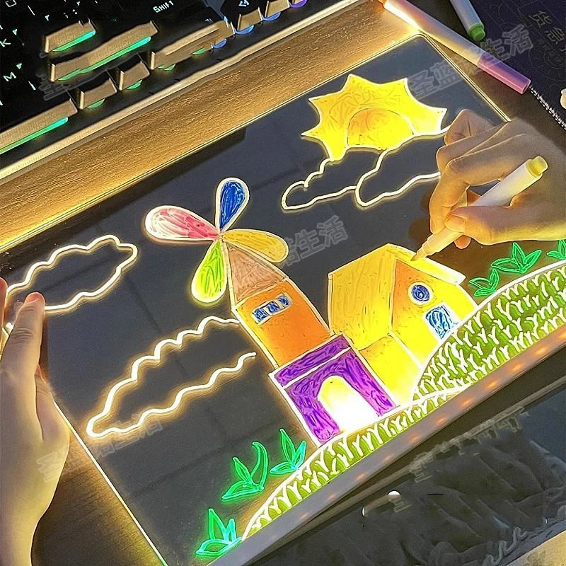 Pizarra LED luminosa acrílica para dibujar con luz mágica Montessori