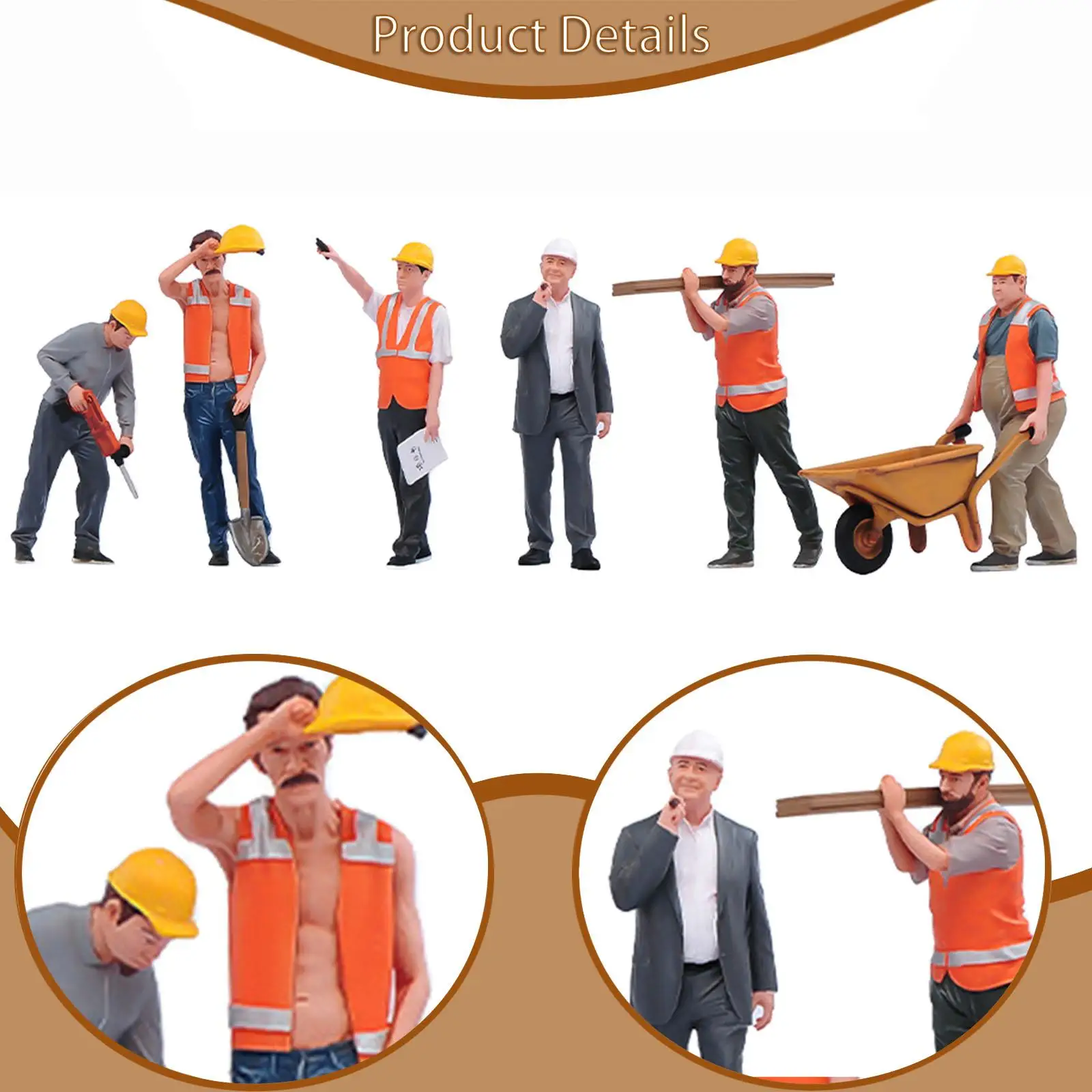 Figuras trabajadores de construcción en resina para casas de muñecas - imagen 5