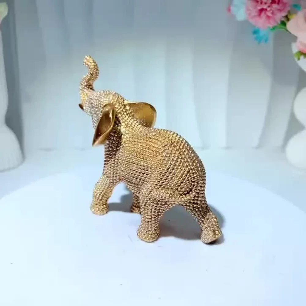 Estatuilla decorativa elefante dorado con cuentas, buena suerte - imagen 5