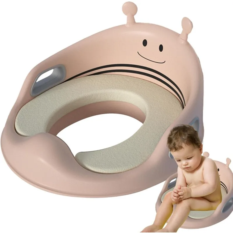 Asiento de inodoro infantil antideslizante con asas y protector