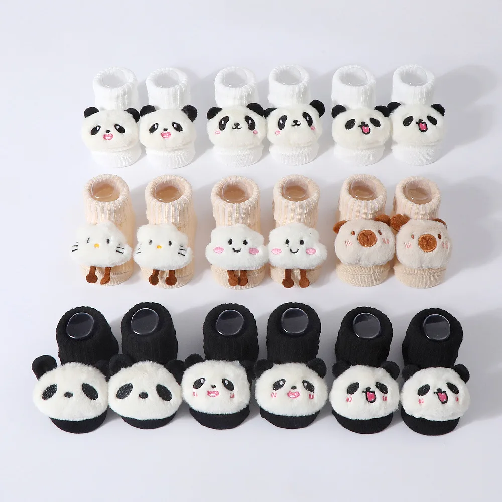 Calcetines de bebé con oso 3D de punto suave para recién nacidos