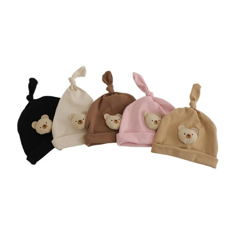 Gorro bebé con cola de oso suave en algodón para invierno unisex - imagen 3