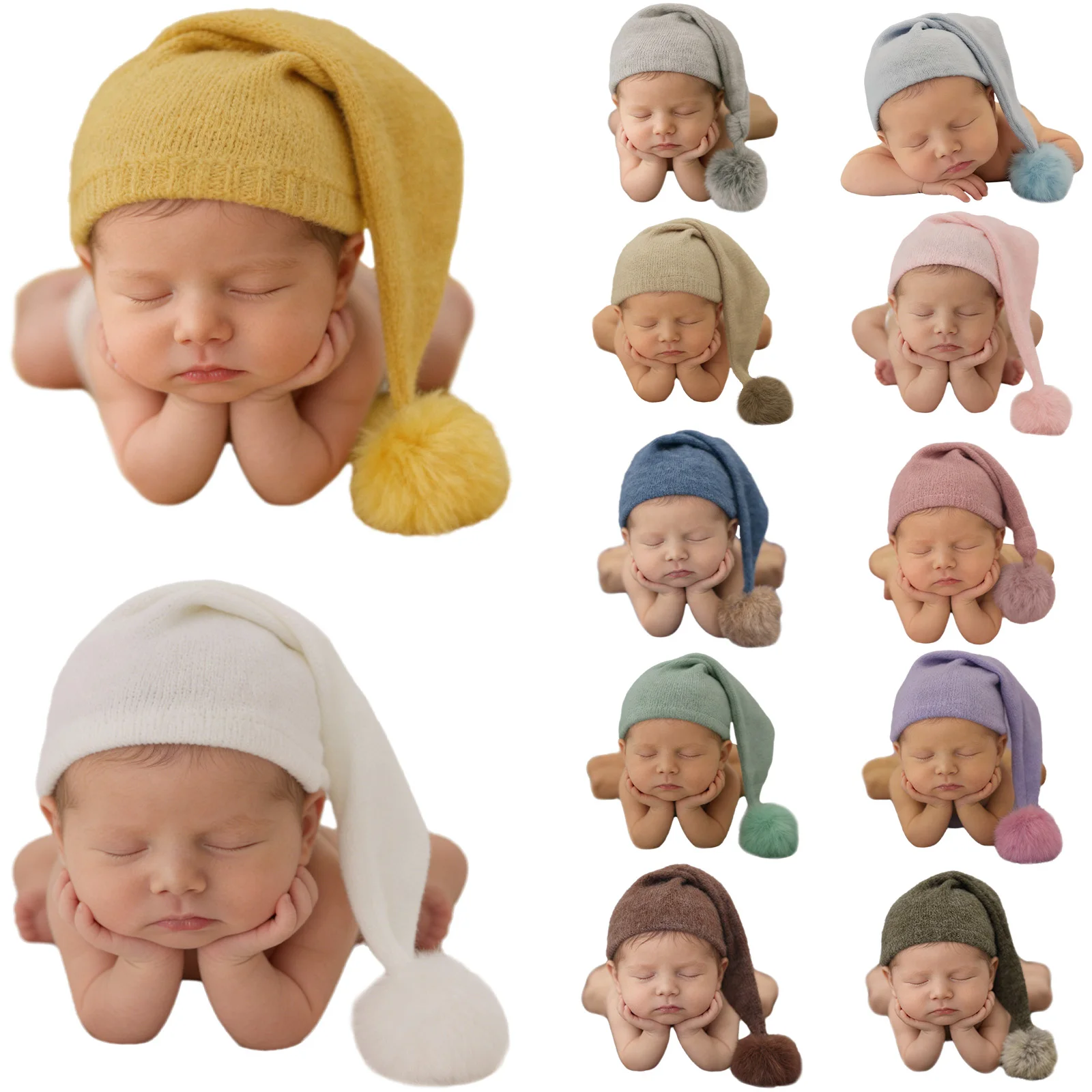Gorro de punto con borla peluche para bebé, invierno - imagen 4