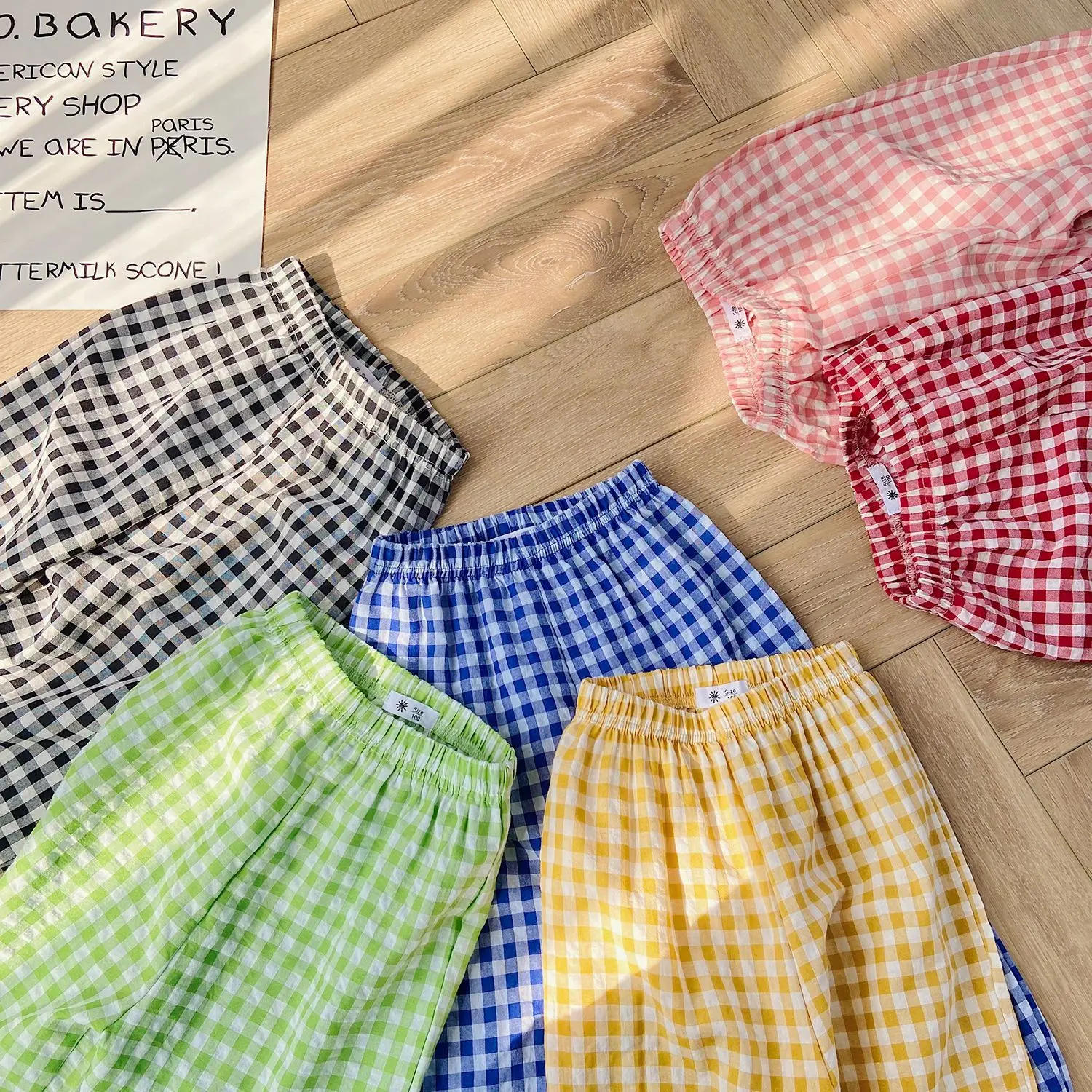 Pantalones bombachos a cuadros ligeros de verano para niñas - imagen 5