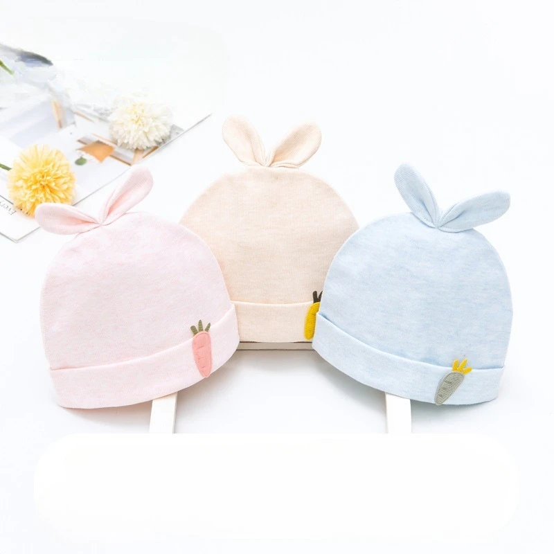 Gorrito recién nacido de algodón puro doble capa con luna y conejo - imagen 4
