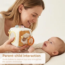 Baby Farm cubo sensorial de tela suave para dentición y aprendizaje