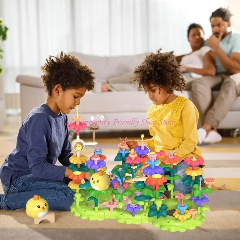 85AE Bloques de construcción con flores, juguete educativo - imagen 3