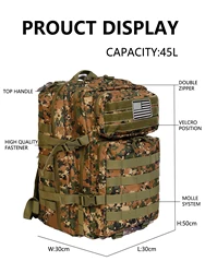 Mochila táctica militar Molle gran capacidad para senderismo