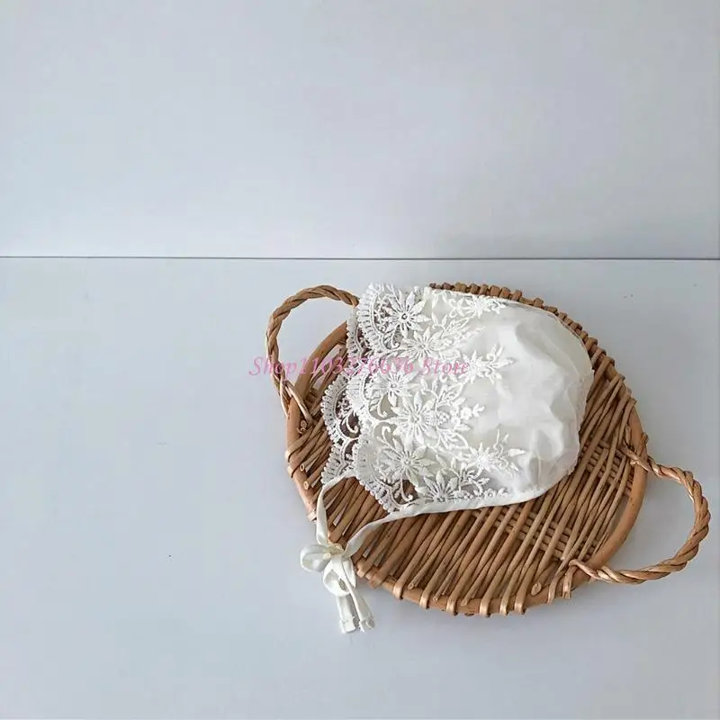 Gorro de encaje para recién nacido de algodón estilo princesa - imagen 5